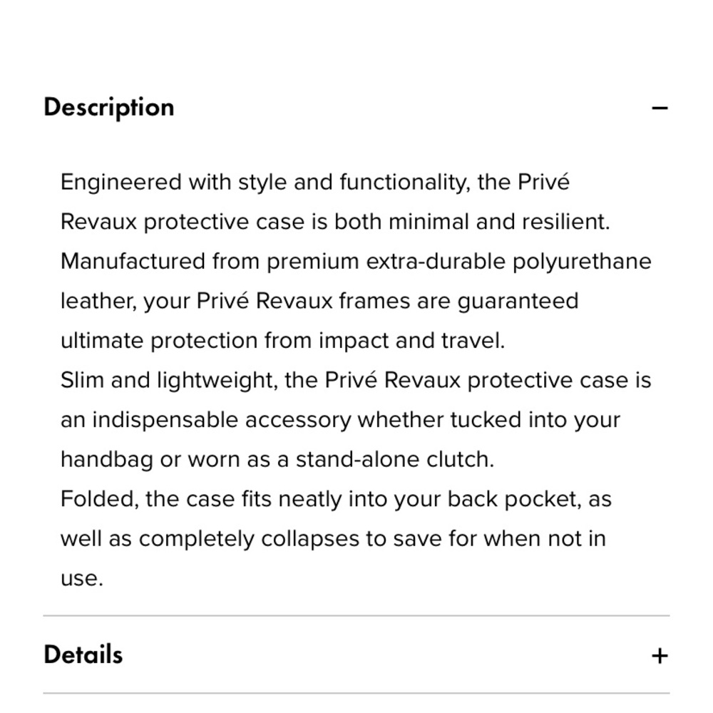 PRIVE REVAUX EYEWEAR COLLAPSIBLE GLASSES SUNGLASSES SUNNIES CASE HARDSHELL BLACK - Picture 2 of 3